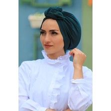 Amisos Bone Şal Tasarım Bone Zümrüt - Özel Tasarım- Yeni Model Tesettür Giyim
