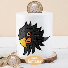 Asilmeydan Sert Bakışlı Siyah Tüylü Kuş Baskılı Para Birikim Kumbarası -14820