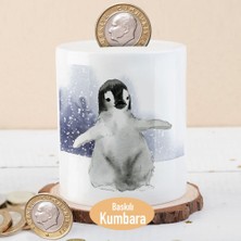 Asilmeydan Karlı Ormanda Sevimli Penguen Baskılı Para Birikim Kumbarası -563