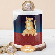 Asilmeydan 1308-24806 Çatıda Üzgün Kedi Seramik Kumbarası Çift Yön Baskı ile Dekoratif Kullanım