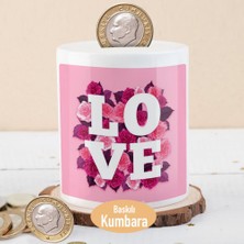 Asilmeydan Hoş Çiçekler ve Love Yazı Baskılı Para Birikim Kumbarası -214802
