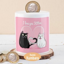 Asilmeydan Siyah ve Beyaz Kedi Temalı Seramik Kumbara Çocuklara Uygun Hediye Fikri