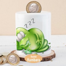 Asilmeydan Yeşil Uyuyan Kurtcuk Baskılı Para Birikim Kumbarası -16464