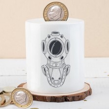 Asilmeydan Astronot Kafası Seramik Para Birikim Kumbarası Canlı Renkler ve Çift Yön Baskı