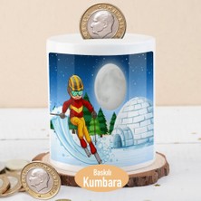 Asilmeydan Kayak Yapan Genç Kış Sporu Baskılı Para Birikim KUMBARASI-25582