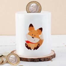 Asilmeydan Kırmızı Fularlı Sevimli Tilki Baskılı Seramik Kumbara Çocuklara Uygun Hediye Fikri