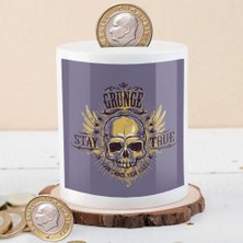 Asilmeydan Grunge Stay True Kuru Kafatası Baskılı Para Birikim KUMBARASI-154