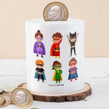 Asilmeydan Minik Pelerinli Süper Kahramanlar Baskılı Para Birikim Kumbarası