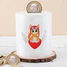 Asilmeydan Kanatlı Kalp ve Romantik Kedicik Para Birikim KUMBARASI-134