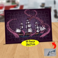 Asilmeydan Yelkenli Gemiyi Saran Ahtapot 99 Parça Puzzle Yapboz TABLO-11430