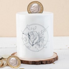 Asilmeydan Koşan Kutup Ayısı Baskılı Seramik Kumbara Çocuklara Uygun Eğlenceli Tasarım