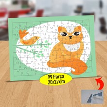Asilmeydan Daldaki Serçe ve Şirin Kedicik 99 Parça Puzzle Yapboz TABLO-6010