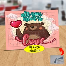 Asilmeydan All You Need Is Love Yazılı Ayıcık 99 Parça Puzzle Yapboz Tablo5