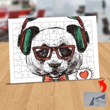 Asilmeydan Kulaklıklı Gözlüklü Panda 99 Parça Puzzle Yapboz TABLO-1284-9770