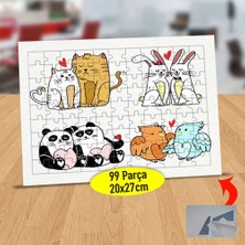 Asilmeydan Aşk Dolu Tatlı Hayvanlar 99 Parça Puzzle Yapboz TABLO-47752497