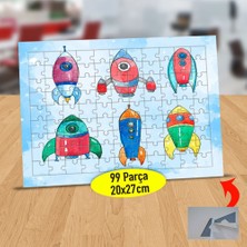 Asilmeydan Renkli Sevimli Roketler 99 Parça Puzzle Yapboz TABLO-2147913743