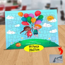Asilmeydan Renkli Balon Tutan Çocuklar 99 Parça Puzzle Yapboz TABLO-7994240