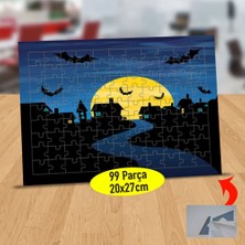 Asilmeydan Dolunaylı Gecede Uçan Yarasalar 99 Parça Puzzle Yapboz TABLO-153