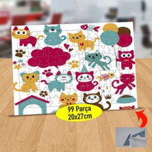 Asilmeydan Pati Izleri ve Renkli Kedicikler 99 Parça Puzzle Yapboz Tablo-31