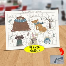 Asilmeydan Ormanda Kış Geçiren Hayvanlar 99 Parça Puzzle Yapboz TABLO-9318