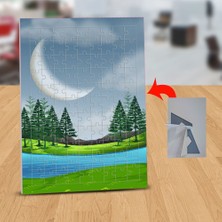 Asilmeydan Ay Çıkmış Gökyüzü Altında Nehir 99 Parça Puzzle Yapboz Tablo-24