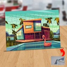 Asilmeydan Lüks Villa Havuzda Flamingo 99 Parça Puzzle Yapboz TABLO-330910