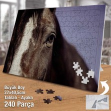 Asilmeydan Asil Hobi Kahverengi At - Yakın Çekim -Vahşi Hayvan Yapboz- Ayak Destekli Çerçeveli 240 Parça Puzzle