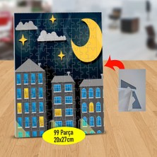 Asilmeydan Ay Altında Işıklı Binalar 99 Parça Puzzle Yapboz TABLO-75817-452