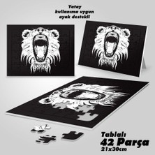 Asilmeydan Asil Hobi Kükreyen Aslan - Vahşi Hayvan Yapboz- Ayak Destekli Çerçeveli 42 Parça Puzzle