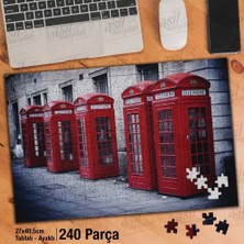 Asilmeydan Asil Hobi Kırmızı Telefon Kulubeleri - Retro Yapboz- Ayak Destekli Çerçeveli 240 Parça Puzzle