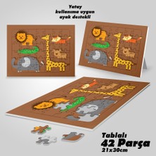 Asilmeydan Asil Hobi Zürafa - Aslan - Fil- Hayvan - Çocuklar Için Eğitici Yapboz- Ayak Destekli 42 Parça Puzzle