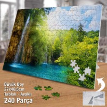 Asilmeydan Asil Hobi Şelale - Göl - Güneş- Manzara - Ağaçlar Yapboz -Ayak Destekli Çerçeveli 240 Parça Puzzle