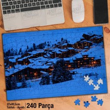 Asilmeydan Asil Hobi Kış -Kar - Gece - Manzara - Doğa Yapboz -Ayak Destekli Çerçeveli 240 Parça Puzzle