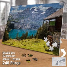 Asilmeydan Asil Hobi Karlı Dağlar - Göl - Ağaçlar - Manzara Yapboz- Ayak Destekli Çerçeveli 240 Parça Puzzle