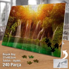 Asilmeydan Asil Hobi Şelale - Yeşil Göl - Günışığı - Ağaçlar Yapboz- Ayak Destekli Çerçeveli 240 Parça Puzzle
