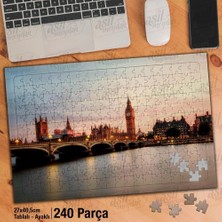 Asilmeydan Asil Hobi Londra - Ingiltere -Nehir -Köprü-Manzara Yapboz -Ayak Destekli Çerçeveli 240 Parça Puzzle