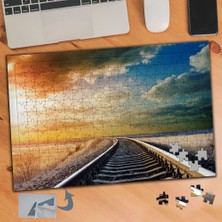 Asilmeydan Demiryolu, Mavi, Turuncu Gök 240 Parça Puzzle Yapboz TABLO-529
