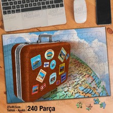Asilmeydan Asil Hobi Bavul - Dünya Haritası - Gezi -Tur -Rehber Yapboz-Ayak Destekli Çerçeveli 240 Parça Puzzle