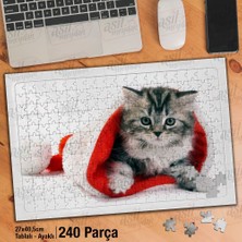 Asilmeydan Asil Hobi Kırmızı Şapkanın Içinde Yavru Kedi -Hayvan Yapboz-Ayak Destekli Çerçeveli 240 Parça Puzzle