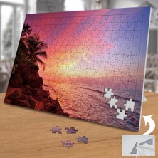 Asilmeydan Kızıl Gökyüzü-Kumsaldaki Ağaçlar 240 Parça Puzzle YAPBOZ-74704