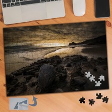 Asilmeydan Gün Batımında Sahil Kenarı Manzara 240 Parça Puzzle Yapboz TABLO-885