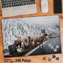 Asilmeydan Asil Hobi Koyun - Kuzu - Yol - Karlı Dağ - Manzara Yapboz -Ayak Destekli Çerçeveli 240 Parça Puzzle