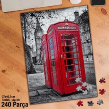 Asilmeydan Asil Hobi Londra -Kırmızı Telefon Kulübesi -Manzara Yapboz-Ayak Destekli Çerçeveli 240 Parça Puzzle
