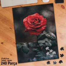 Asilmeydan Asil Hobi Kırmızı Gül -Gonca -Çiçek -Su Damlaları Yapboz - Ayak Destekli Çerçeveli 240 Parça Puzzle