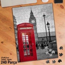 Asilmeydan Asil Hobi Londra - Saat Kulesi - Telefon Kulübesi Yapboz-Ayak Destekli Çerçeveli 240 Parça Puzzle