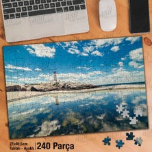 Asilmeydan Asil Hobi Fener - Deniz - Yansıma - Gökyüzü - Doğa Yapboz -Ayak Destekli Çerçeveli 240 Parça Puzzle