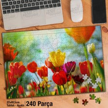 Asilmeydan Asil Hobi Renkli Laleler - Doğa - Çiçek Yapboz -Ayak Destekli Çerçeveli 240 Parça Puzzle
