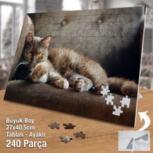 Asilmeydan Asil Hobi Kahverengi Gözlü Kedi - Sevimli Hayvan Yapboz - Ayak Destekli Çerçeveli 240 Parça Puzzle