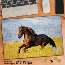 Asilmeydan Asil Hobi Sarı Çimenlerde Koşan Kahverengi At Hayvan Yapboz-Ayak Destekli Çerçeveli 240 Parça Puzzle