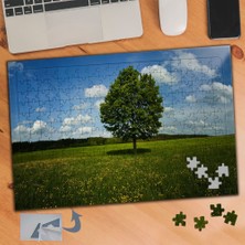Asilmeydan Yeşil Çimenlerde Yalnız Ağaç 240 Parça Puzzle Yapboz TABLO-406